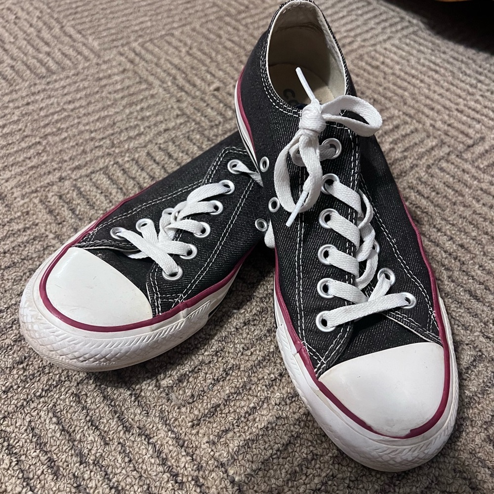 Converse Black and White Sneakers with Red Trim